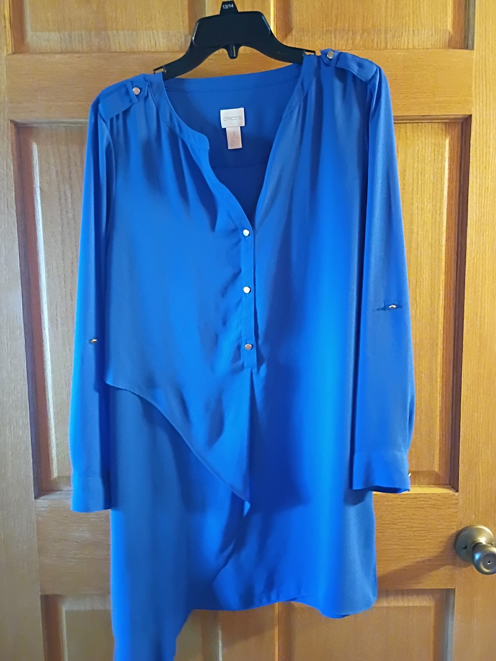 Chico's Royal Blue Asymmetrical Button-Front Tunic Dress
